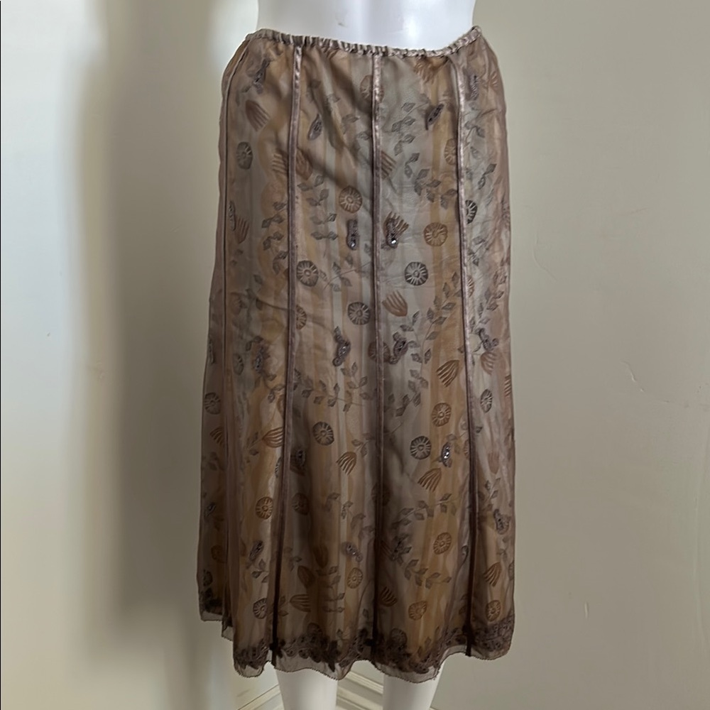 Sigrid Olsen, Woman’s Size 12 Elegant Brown Floral Skirt